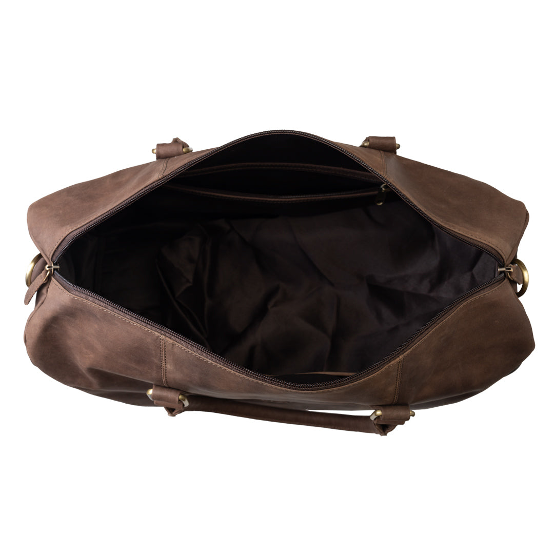 Bolsa de viaje/deporte de piel natural marrón oscuro Travel Bag