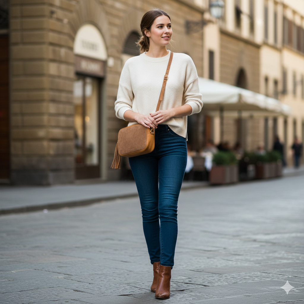 Women's brown genuine leather bag Ancuta 