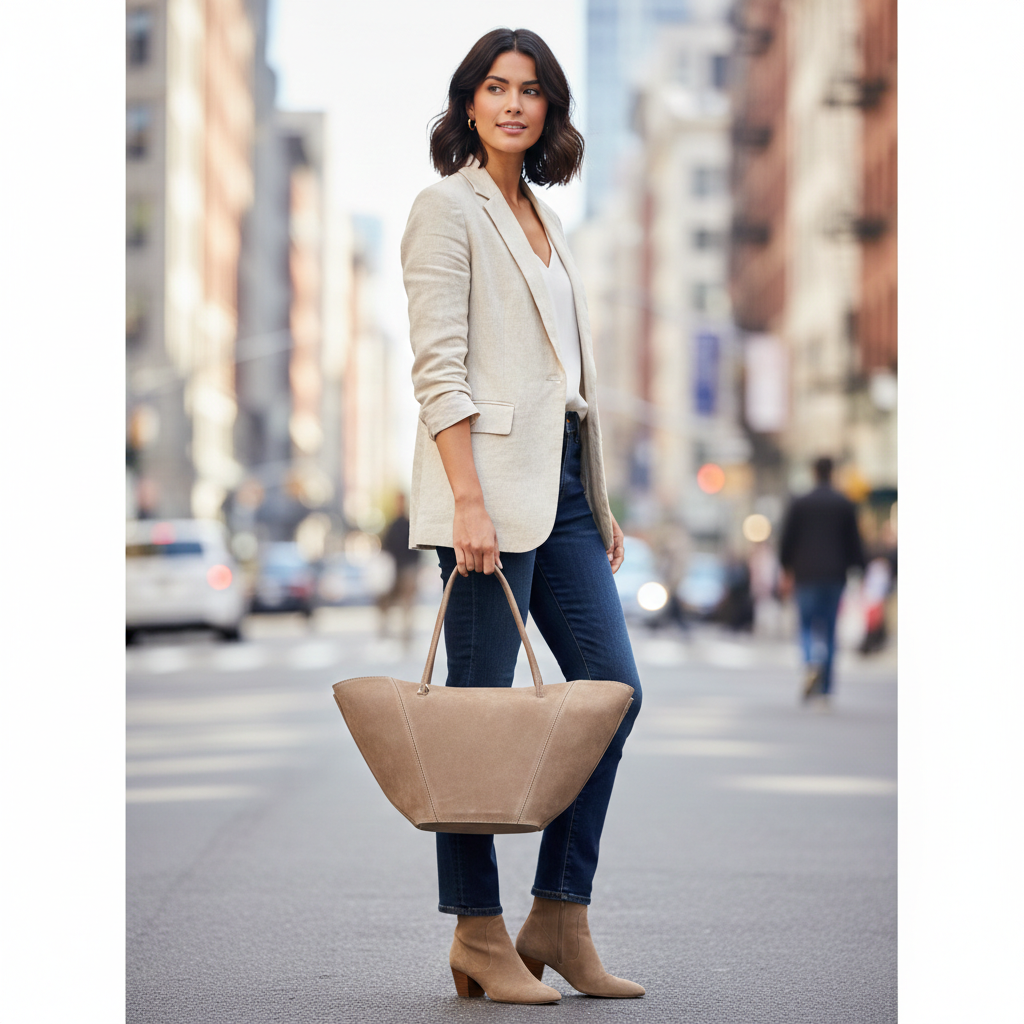 Bolso de mujer de piel natural topo claro Diana