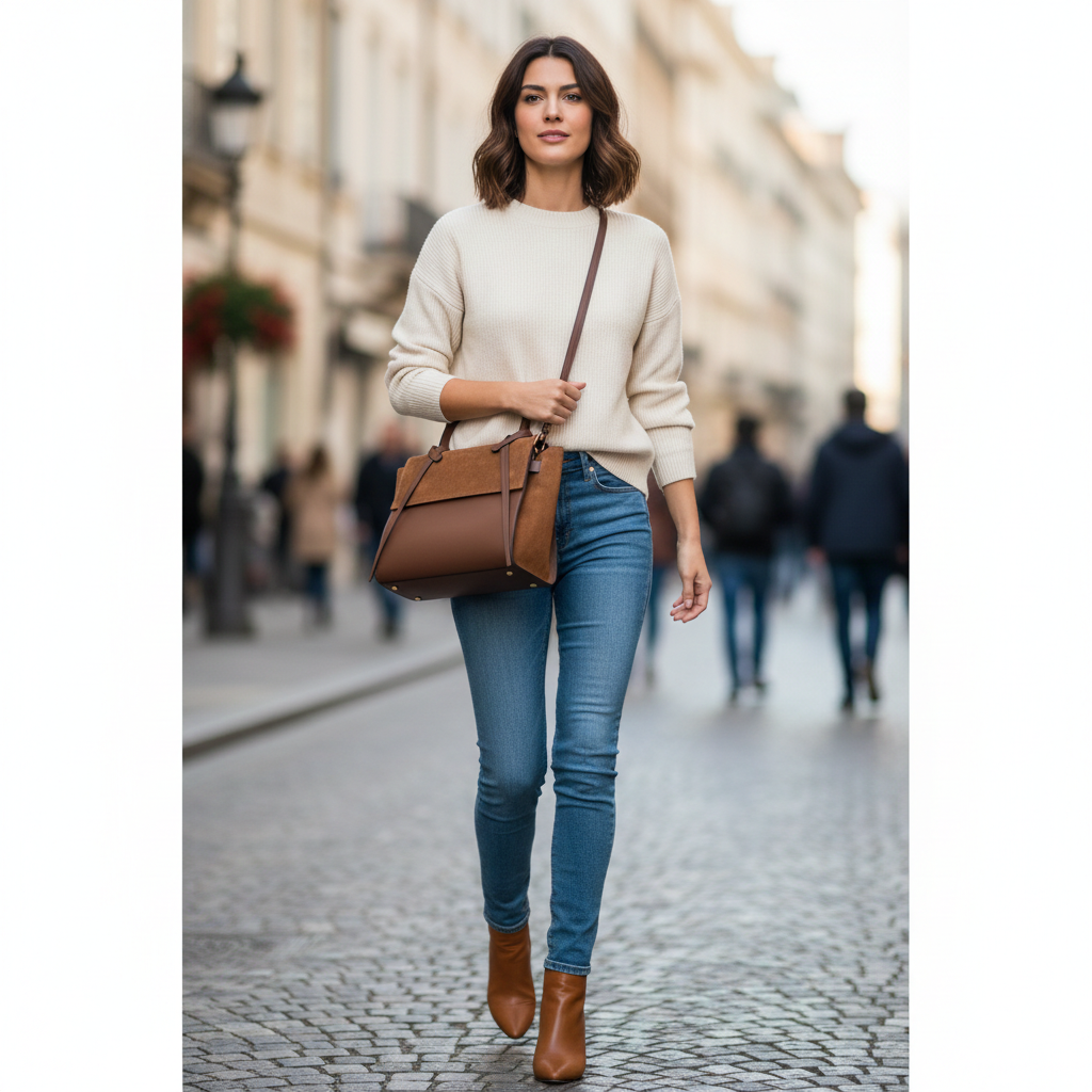 Bolso de piel natural marrón-marrón Erika
