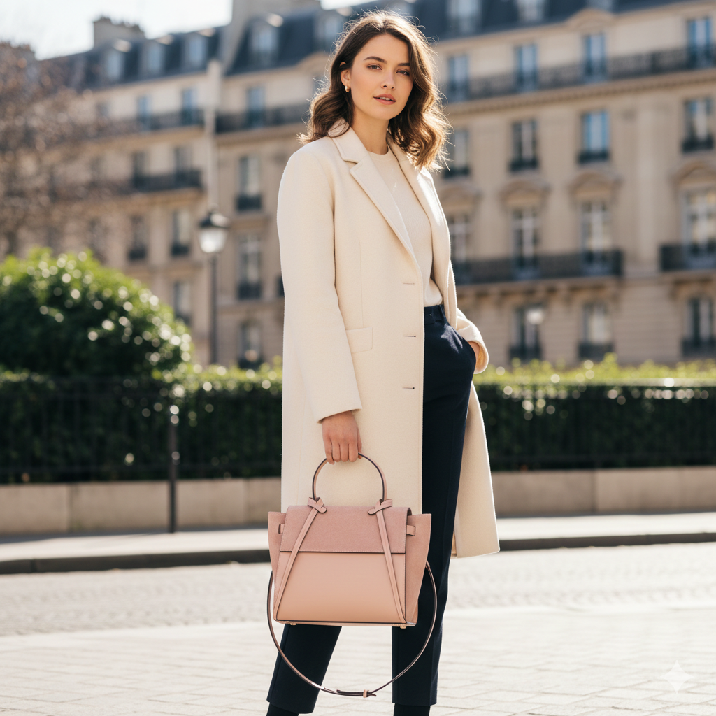 Sac à main femme en cuir suédé naturel rose Erika