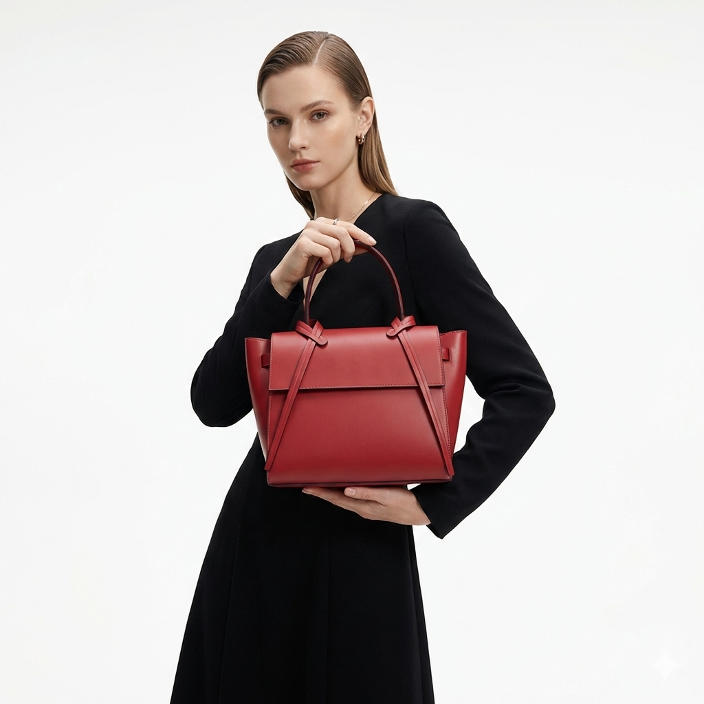 Bolso de mujer de piel genuina burdeos Erika
