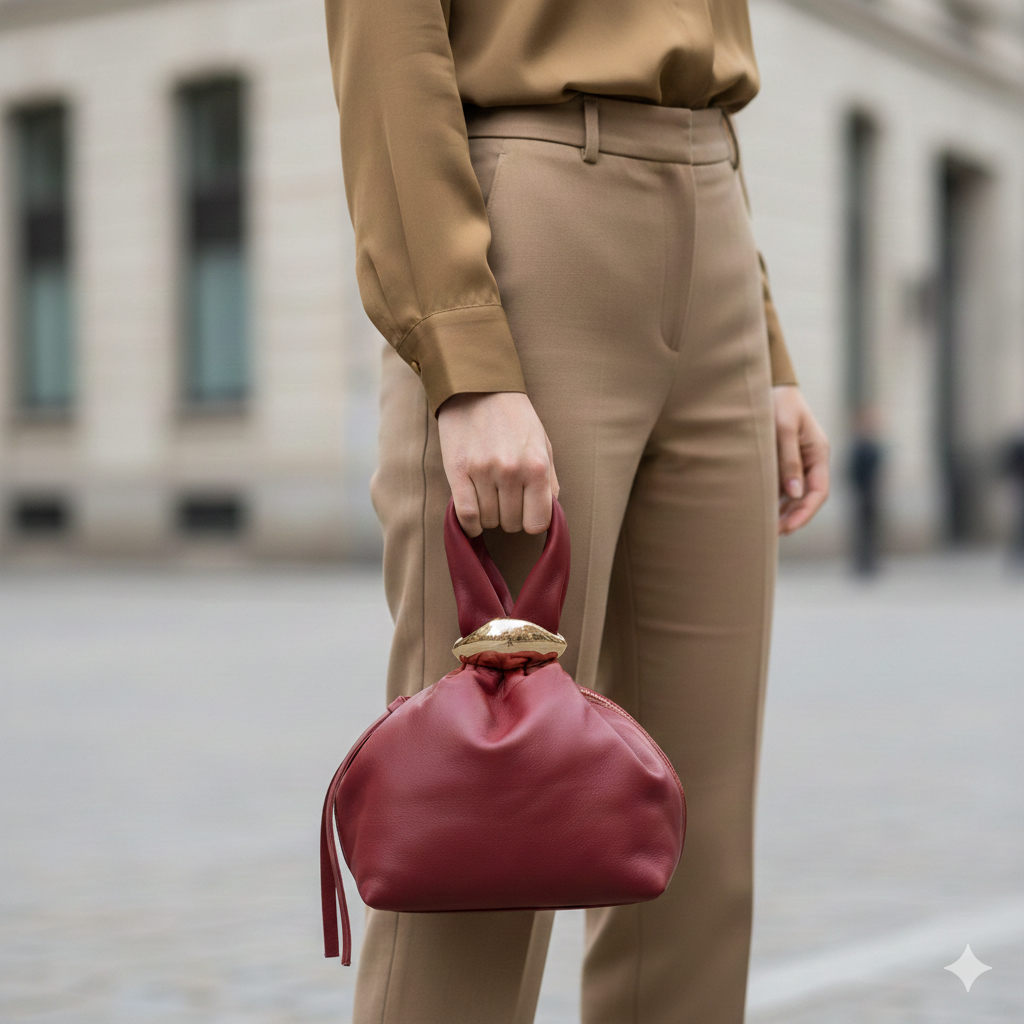 Bolso de mujer de piel genuina burdeos Eliza