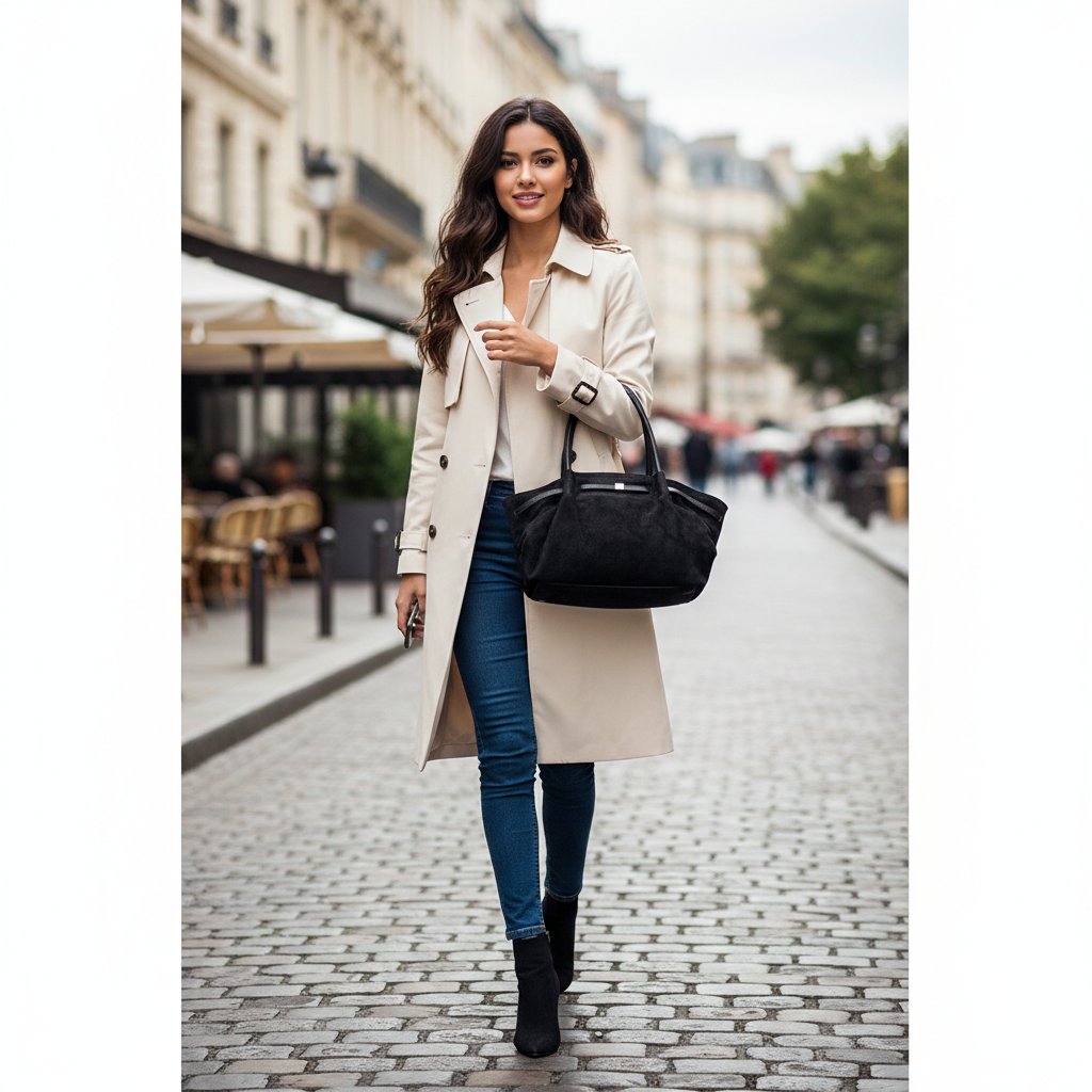 Bolso de mujer de piel natural negro Elena