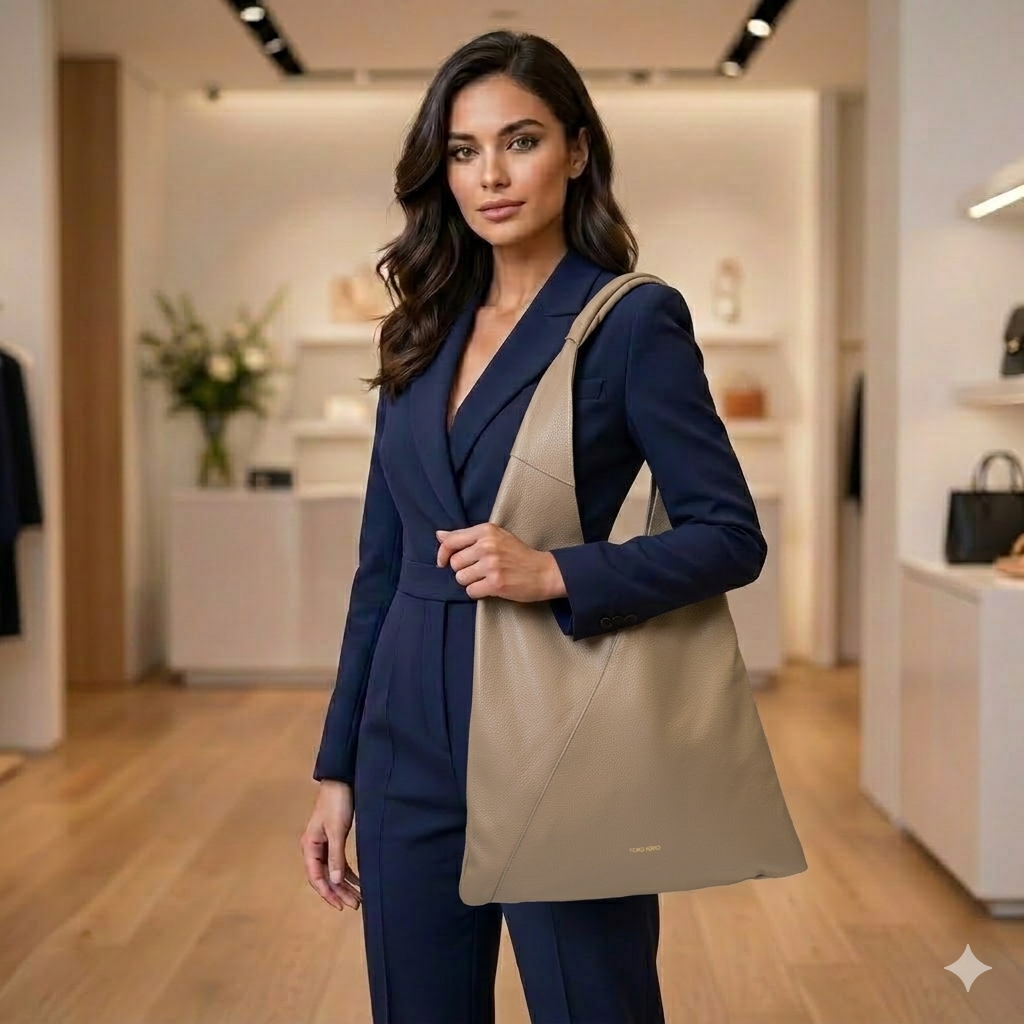 Bolso de mujer de piel natural taupe Camelia