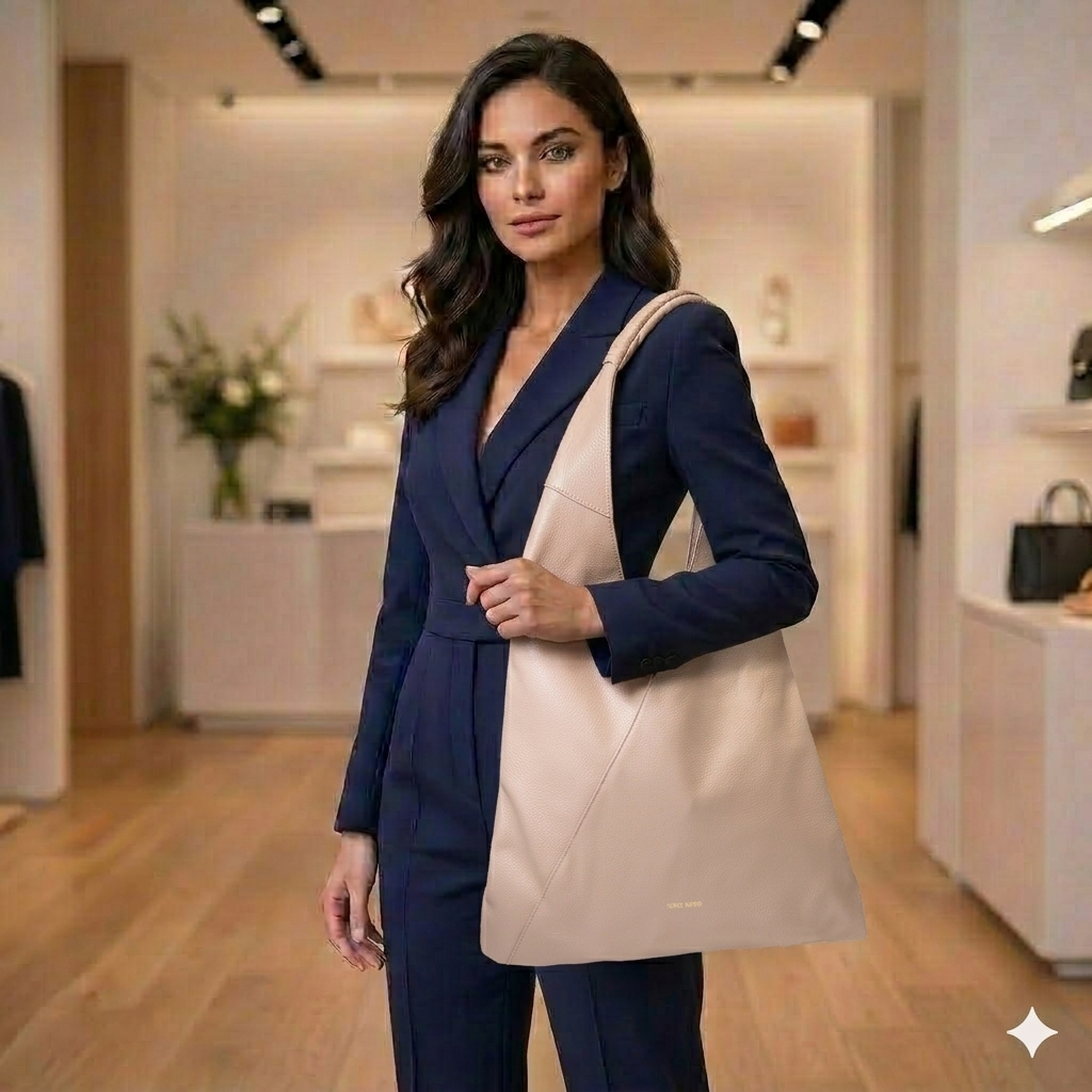 Bolso de mujer de piel natural rosa palo Camelia