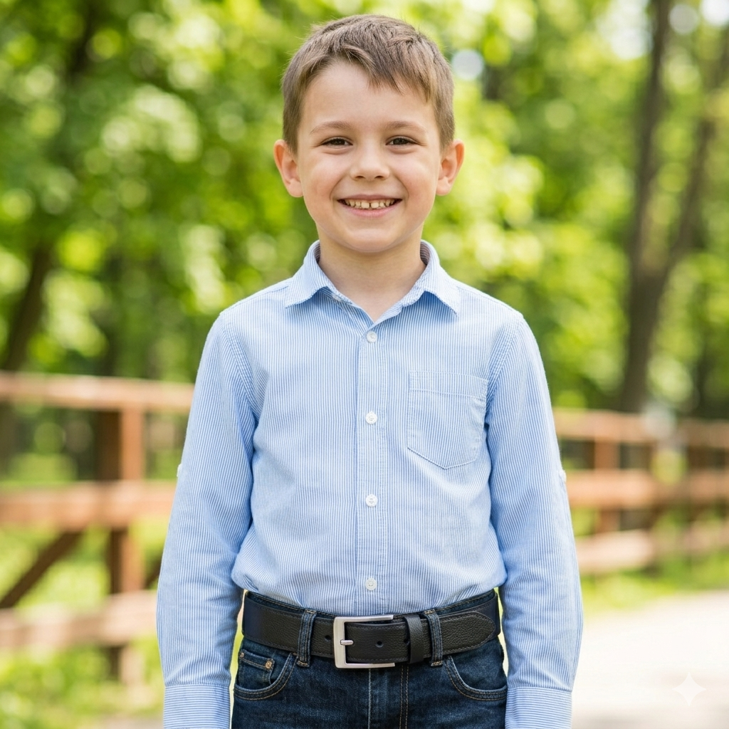 Cinturón de piel natural negro para niños Slim Shady Kids