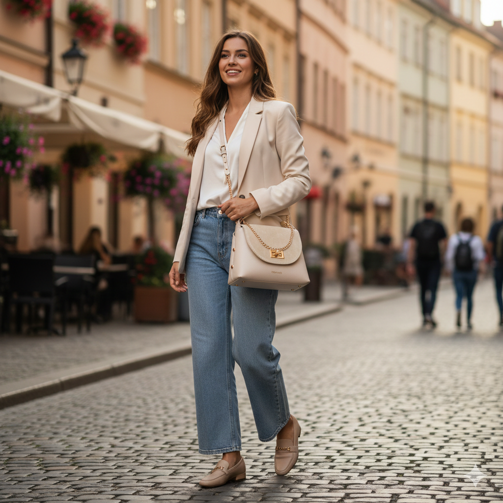 Sac femme en daim naturel, beige Raisa