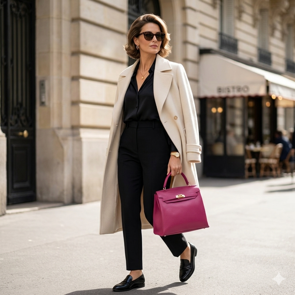 Bolso de mujer de piel genuina fucsia Raluca