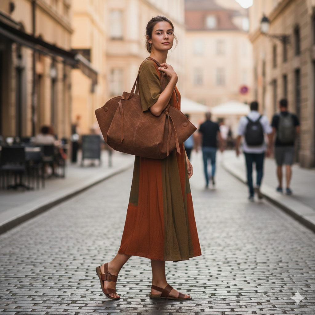 Bolso de mujer de piel natural marrón Alice