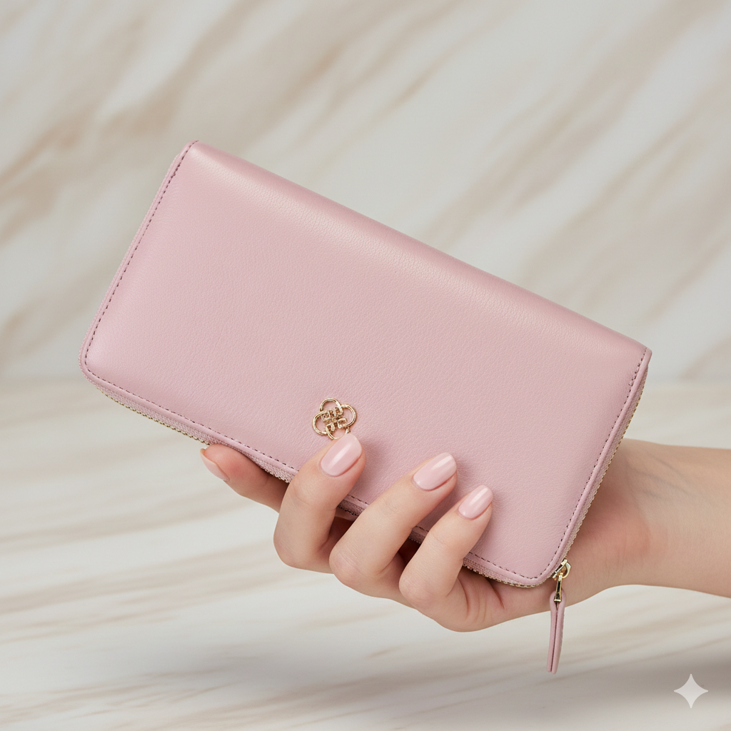 Cartera de mujer de piel natural lila - Arya