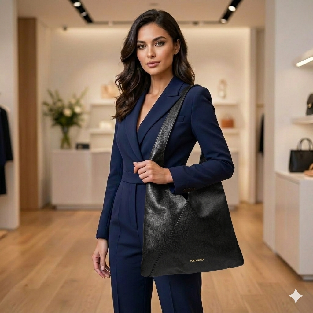 Bolso de mujer de piel natural negro Camelia