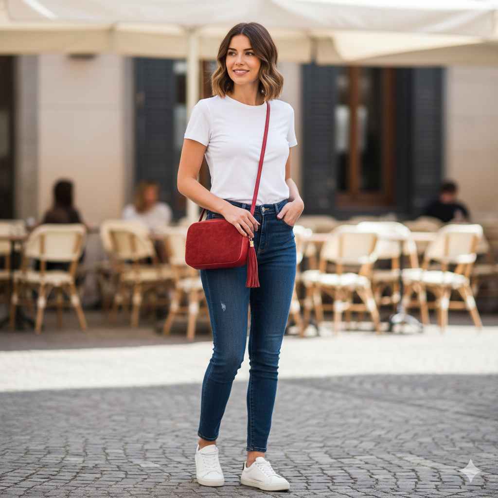 Bolso de mujer de piel genuina rojo Ancuta