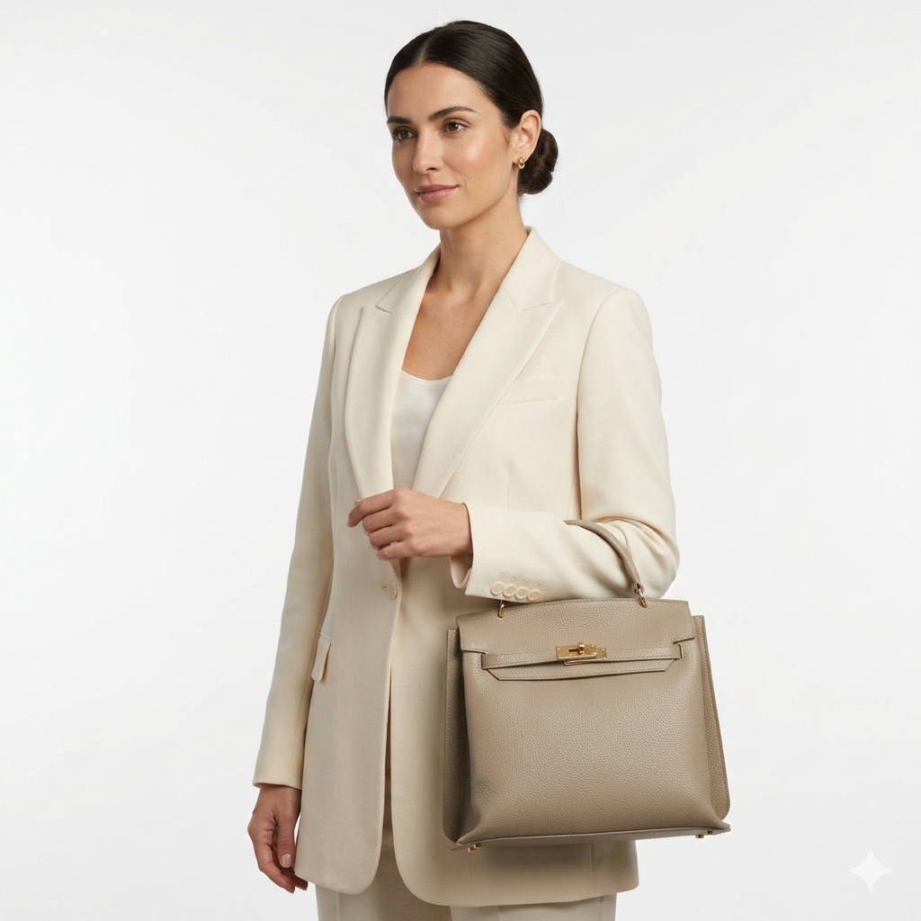 Bolso de mujer de piel natural topo Raluca