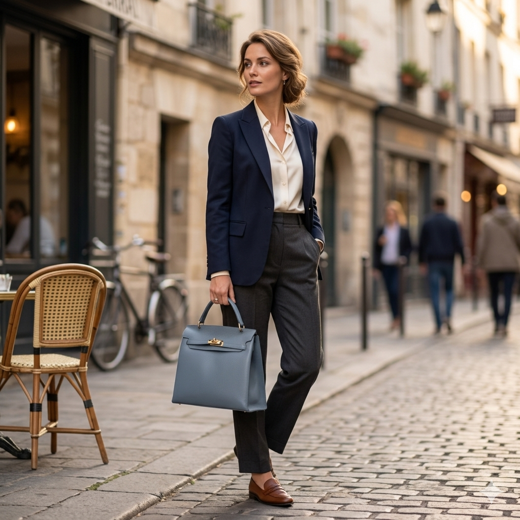 Bolso de mujer de cuero genuino azul Raluca