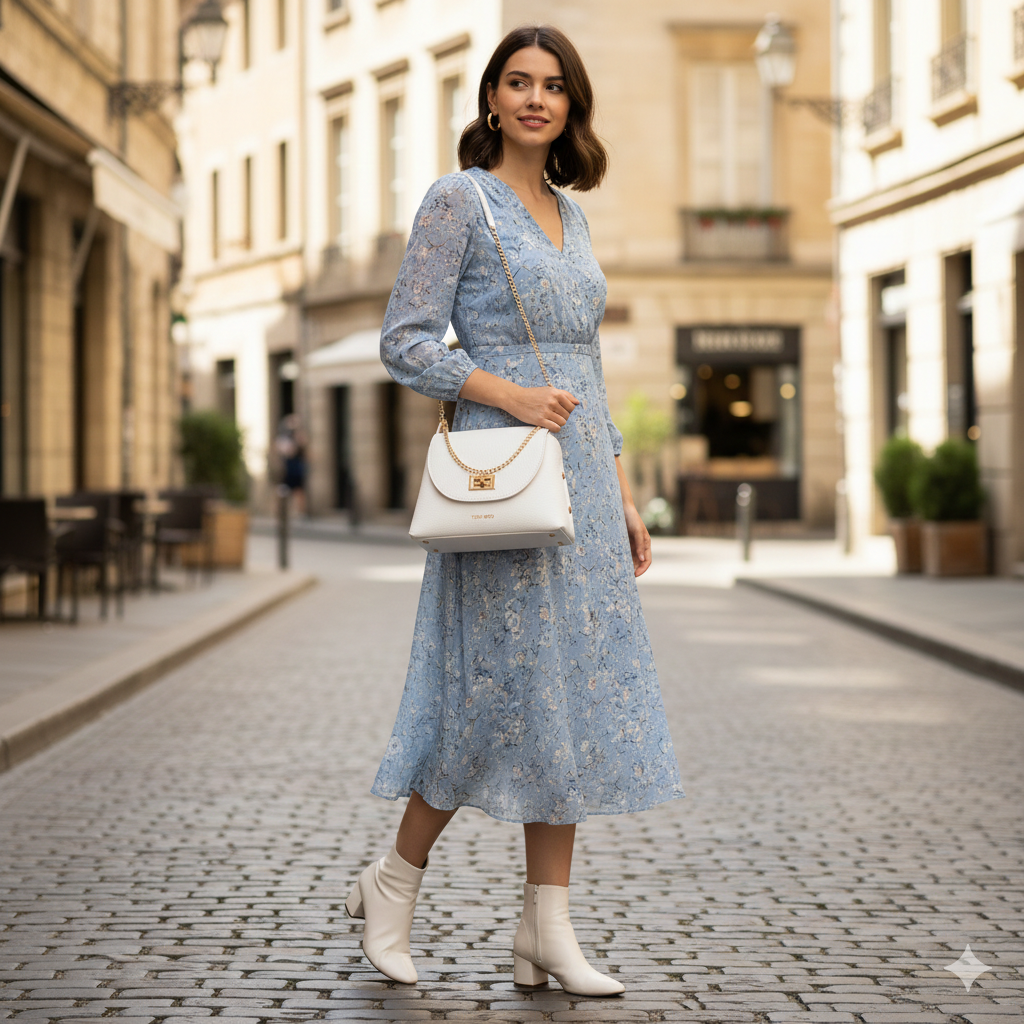 Bolso de mujer de cuero genuino blanco Raisa