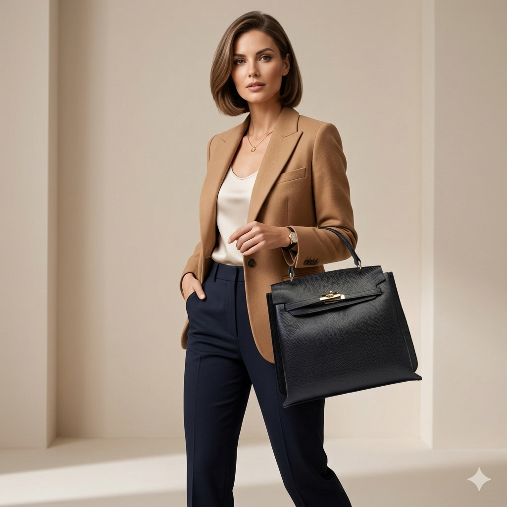 Bolso de mujer de cuero genuino negro Raluca
