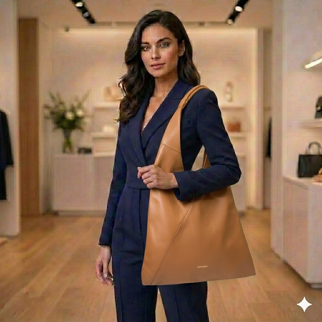 Bolso de mujer de piel genuina marrón Camelia