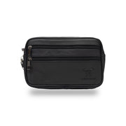 Bolso de piel natural negra para hombre. Para llevar en la mano o en el cinturón.