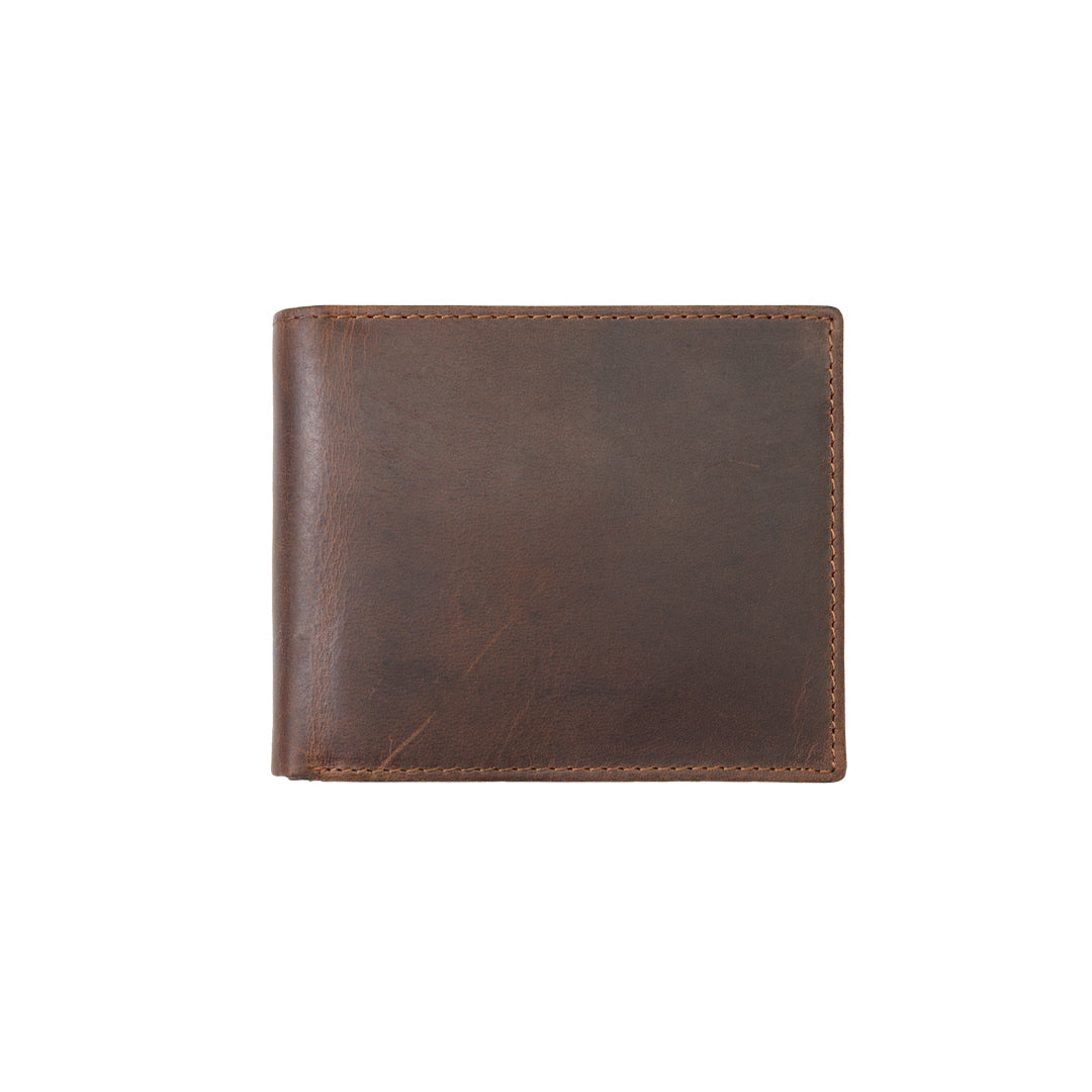 Cartera de hombre de cuero natural marrón OIL