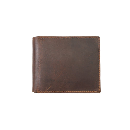 Cartera de hombre de cuero natural marrón OIL