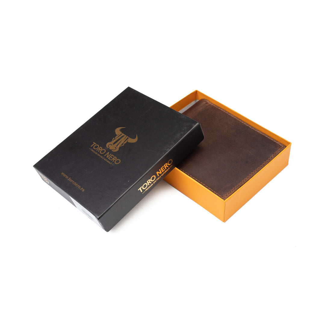 Cartera de hombre de cuero natural marrón OIL