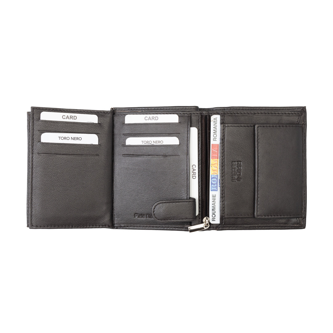 Cartera de hombre de piel natural marrón Ryan, protección RFID