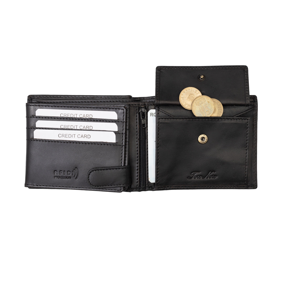 Billetera de hombre de cuero genuino negro OIL