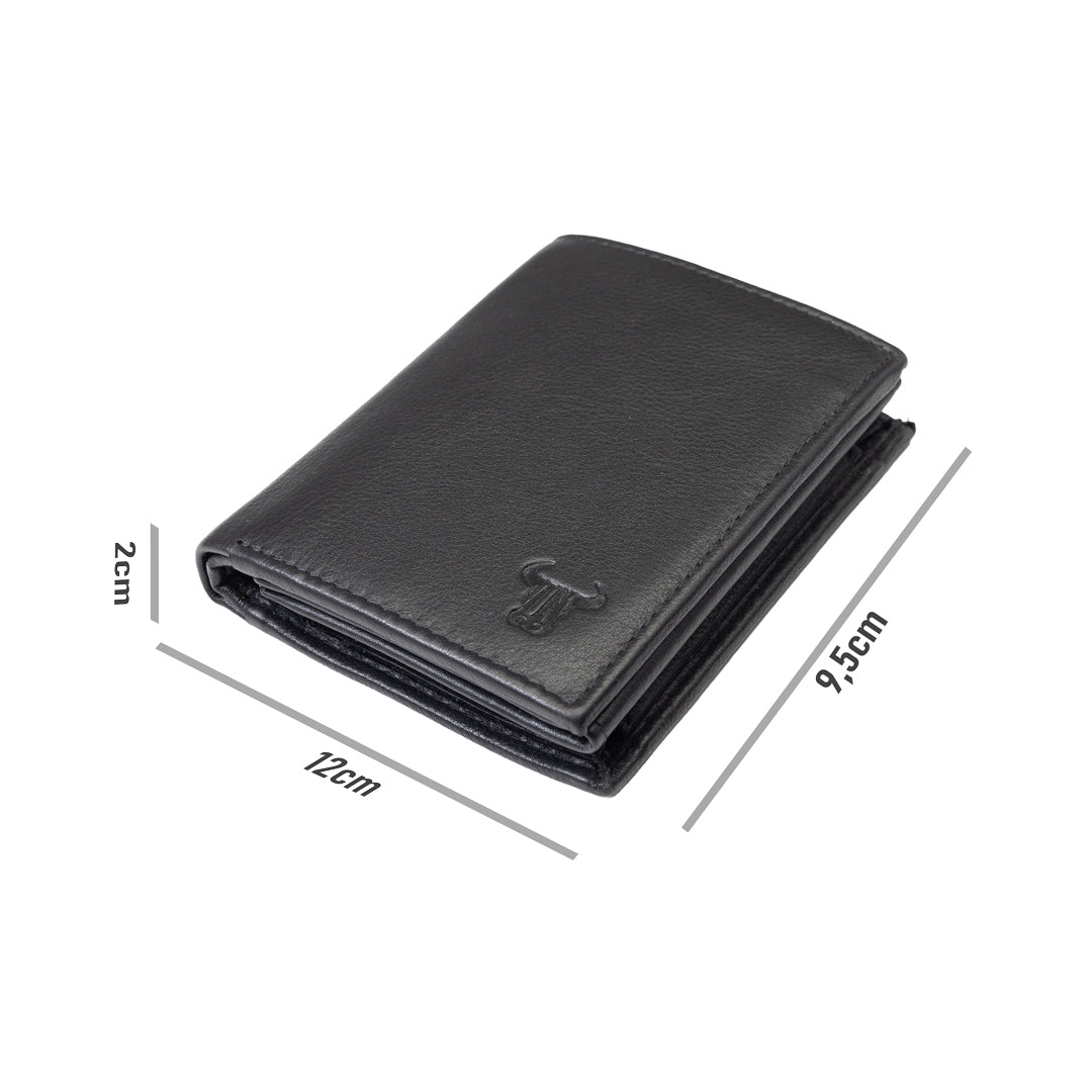Cartera para hombre de piel auténtica negra Ryan, protección RFID