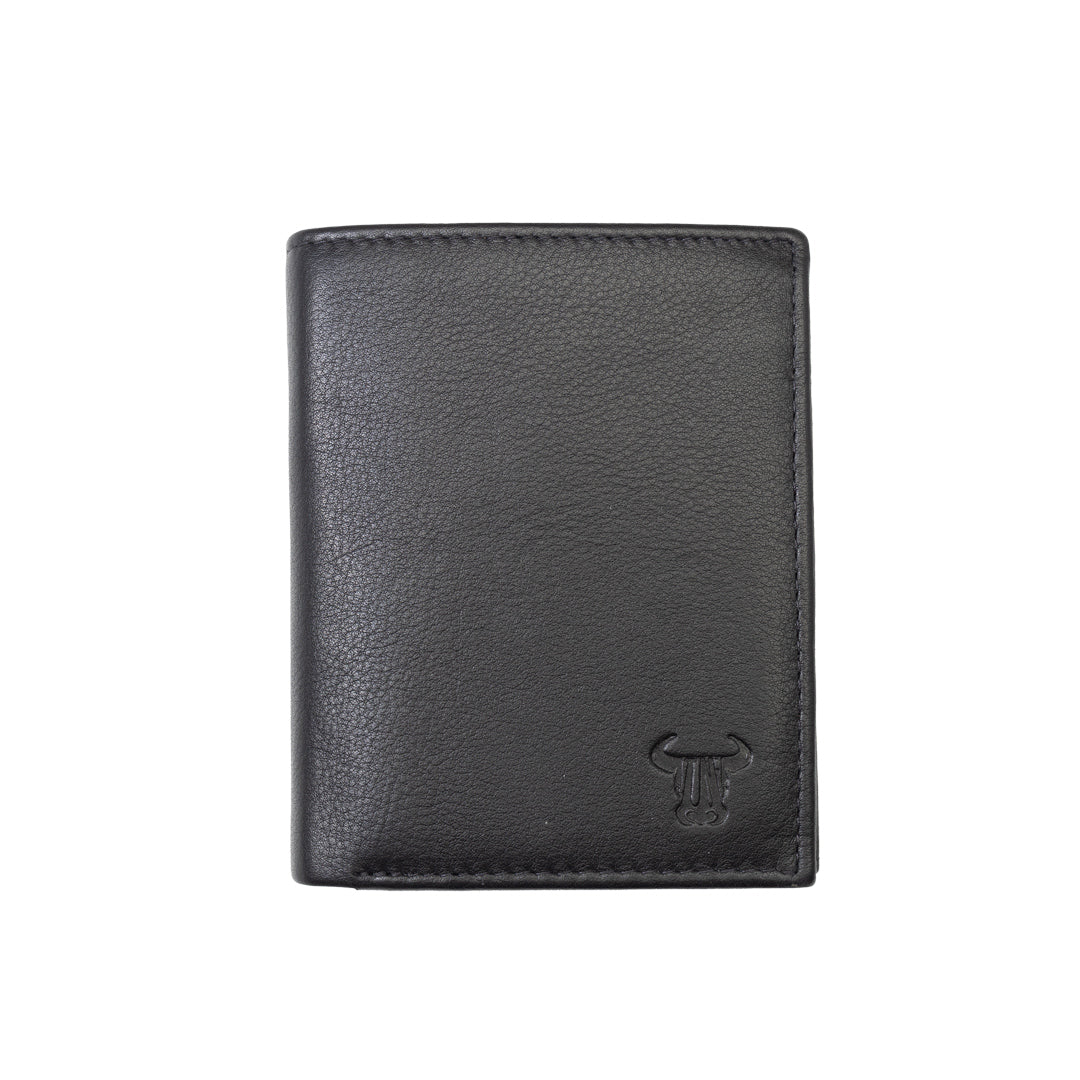 Cartera para hombre de piel auténtica negra Ryan, protección RFID