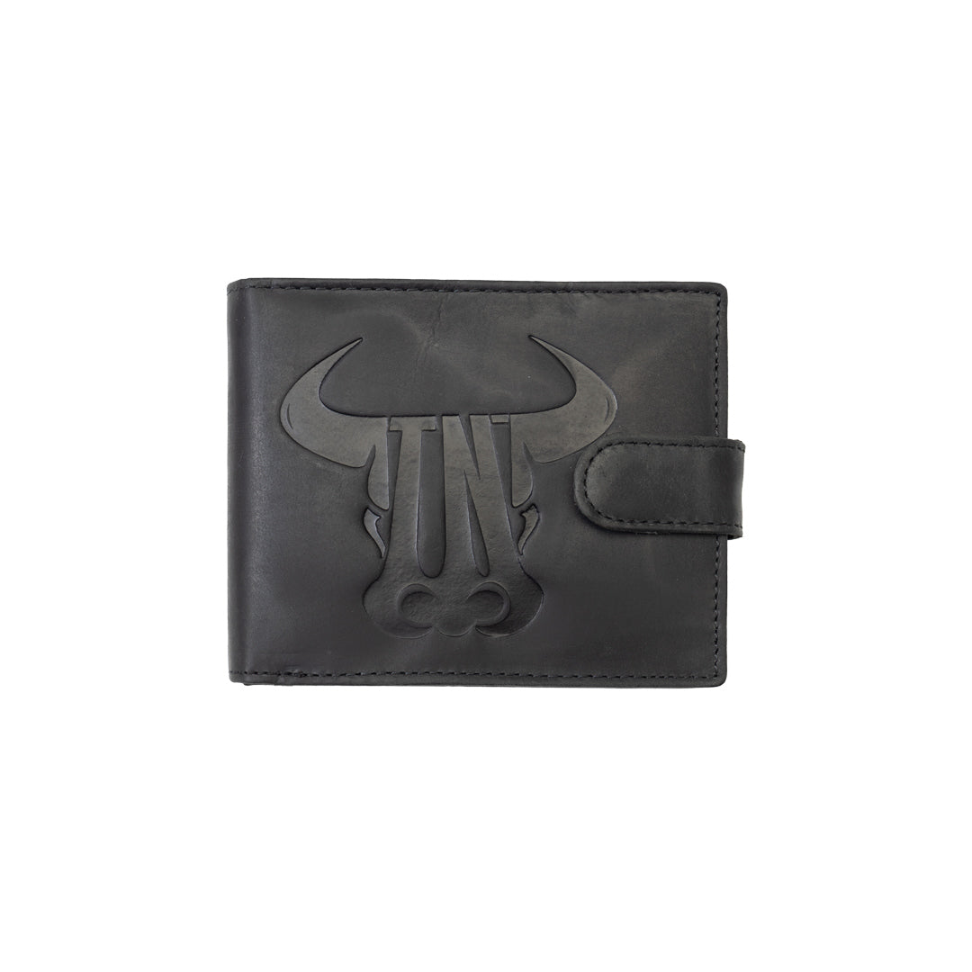 Cartera de piel natural negra para hombre marca Toro