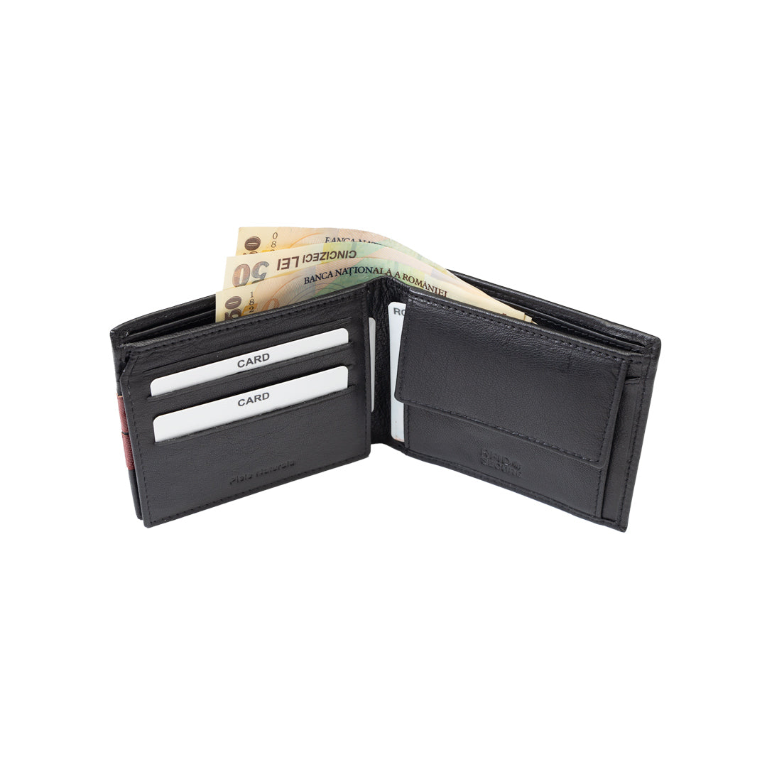 Portafoglio da uomo in pelle naturale nero Carol, protezione RFID