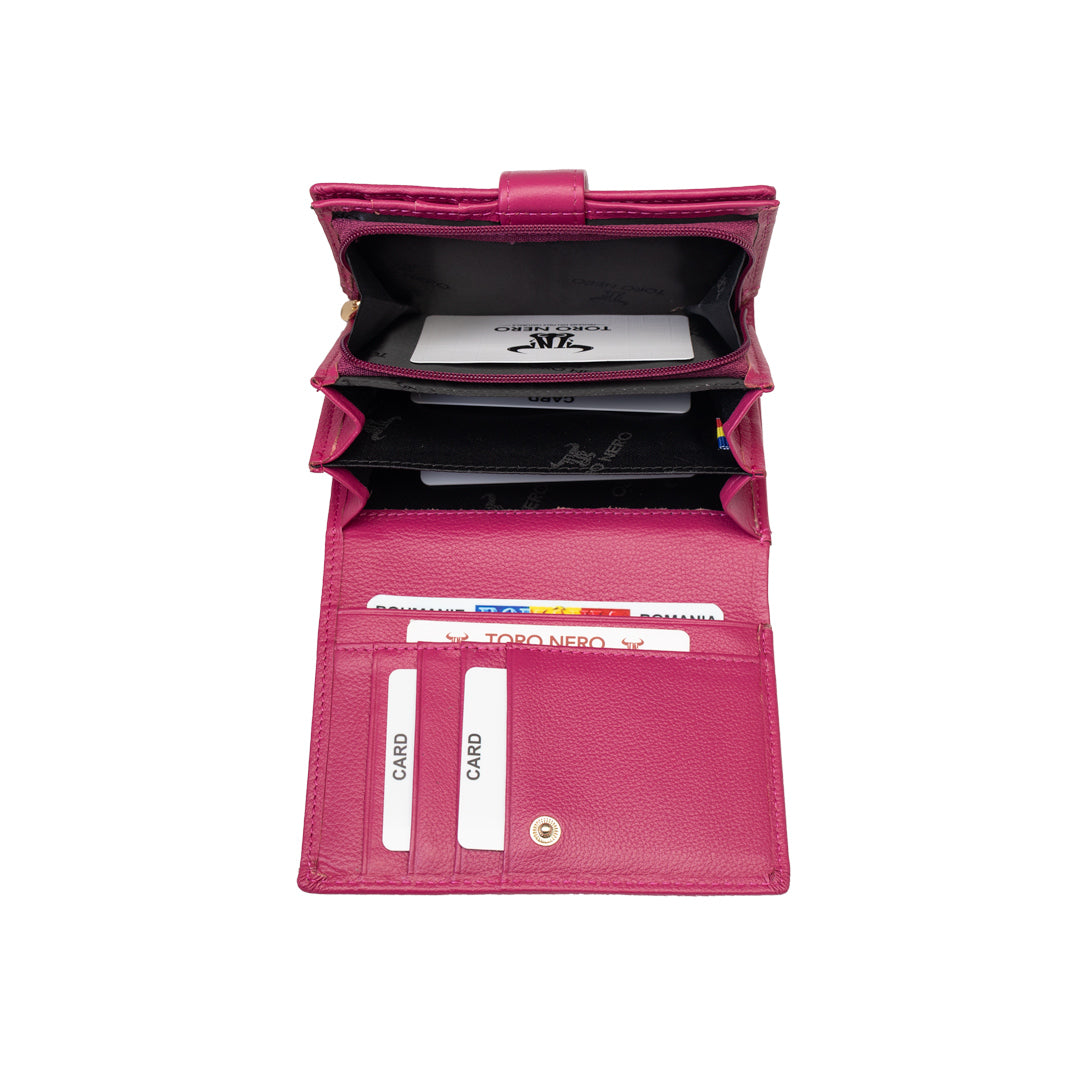Cartera de mujer de piel natural fucsia-detail Little
