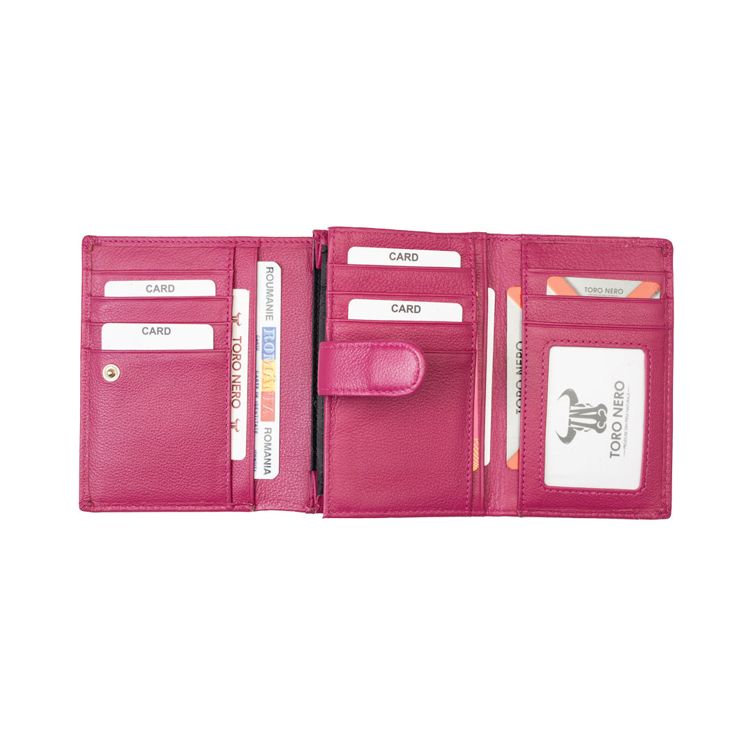 Cartera de mujer de piel natural fucsia-detail Little