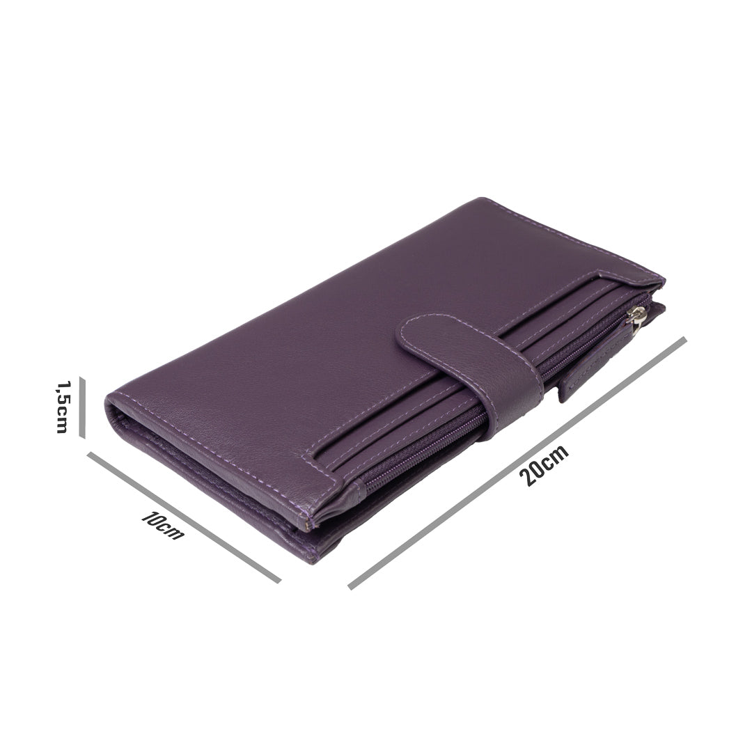 Portafoglio donna in vera pelle viola Cory, protezione RFID