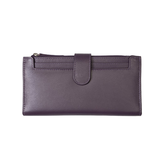 Cartera de mujer de piel genuina morada Cory, protección RFID