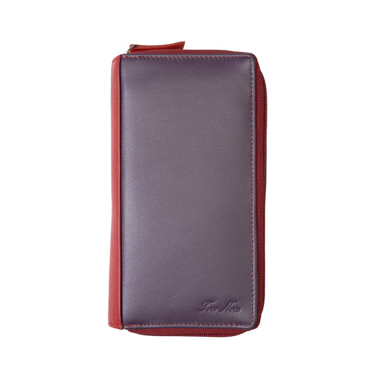Billetera de mujer de cuero natural morado Ina, protección RFID