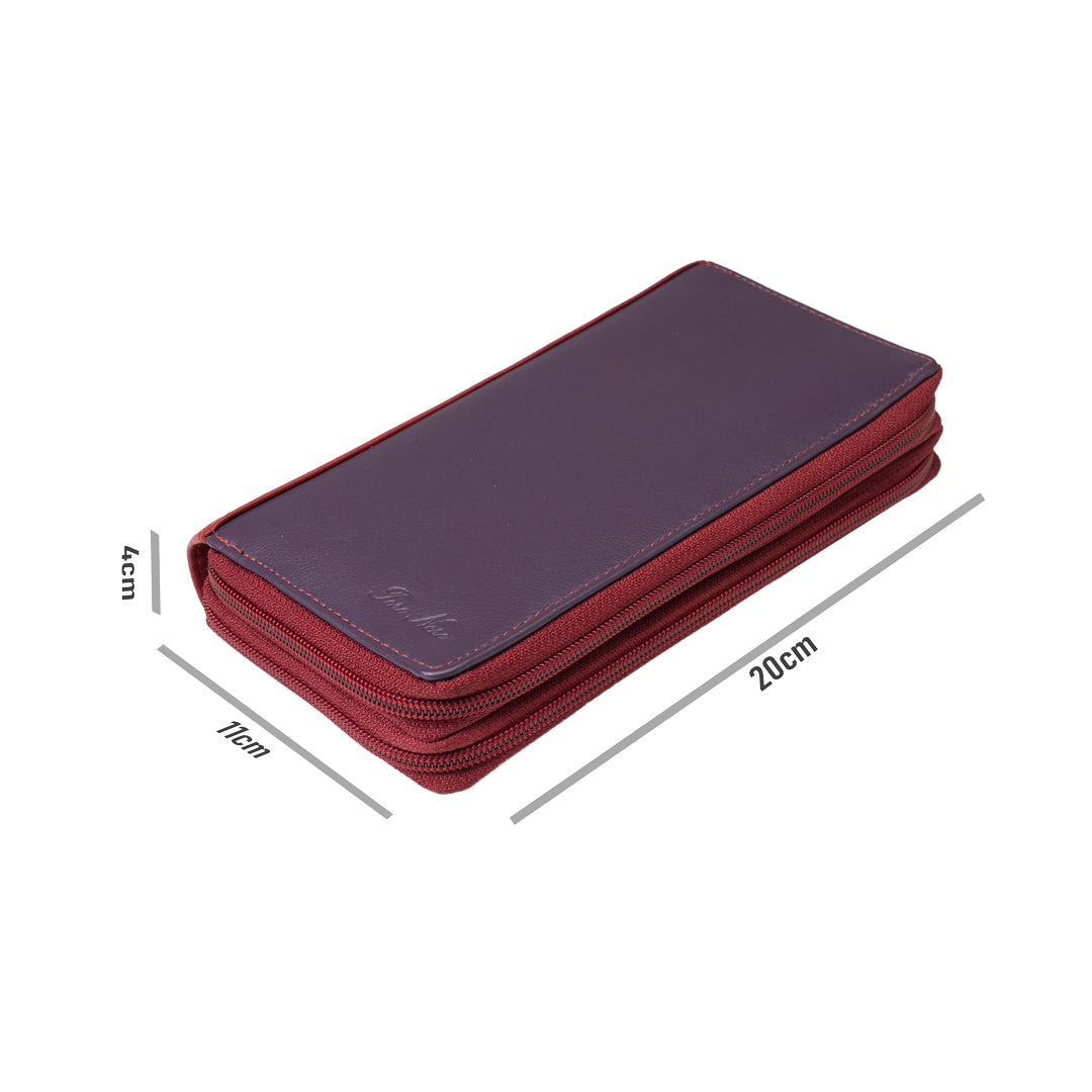 Billetera de mujer de cuero natural morado Ina, protección RFID
