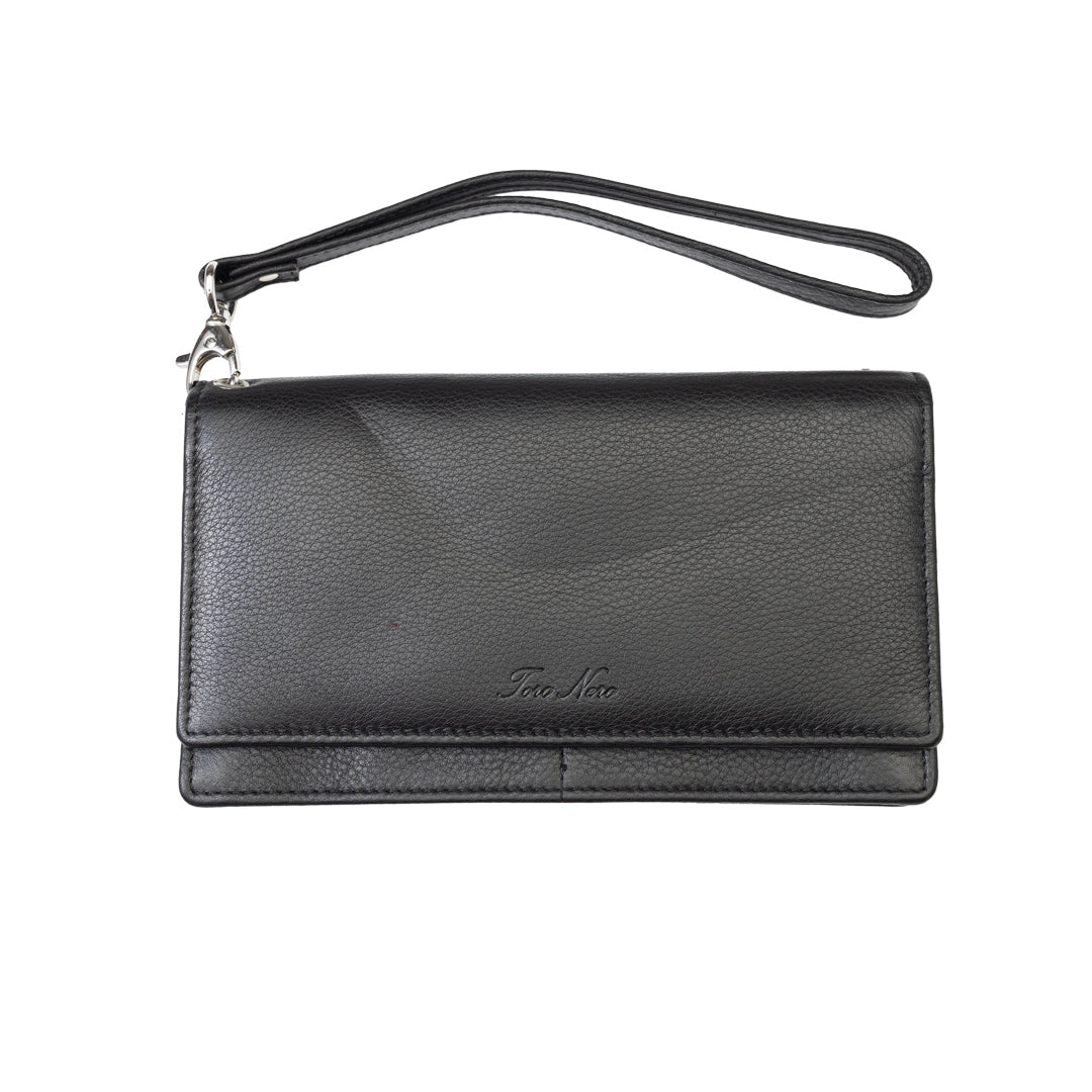 Billetera de mujer de cuero natural negro Chiara, protección Rfid