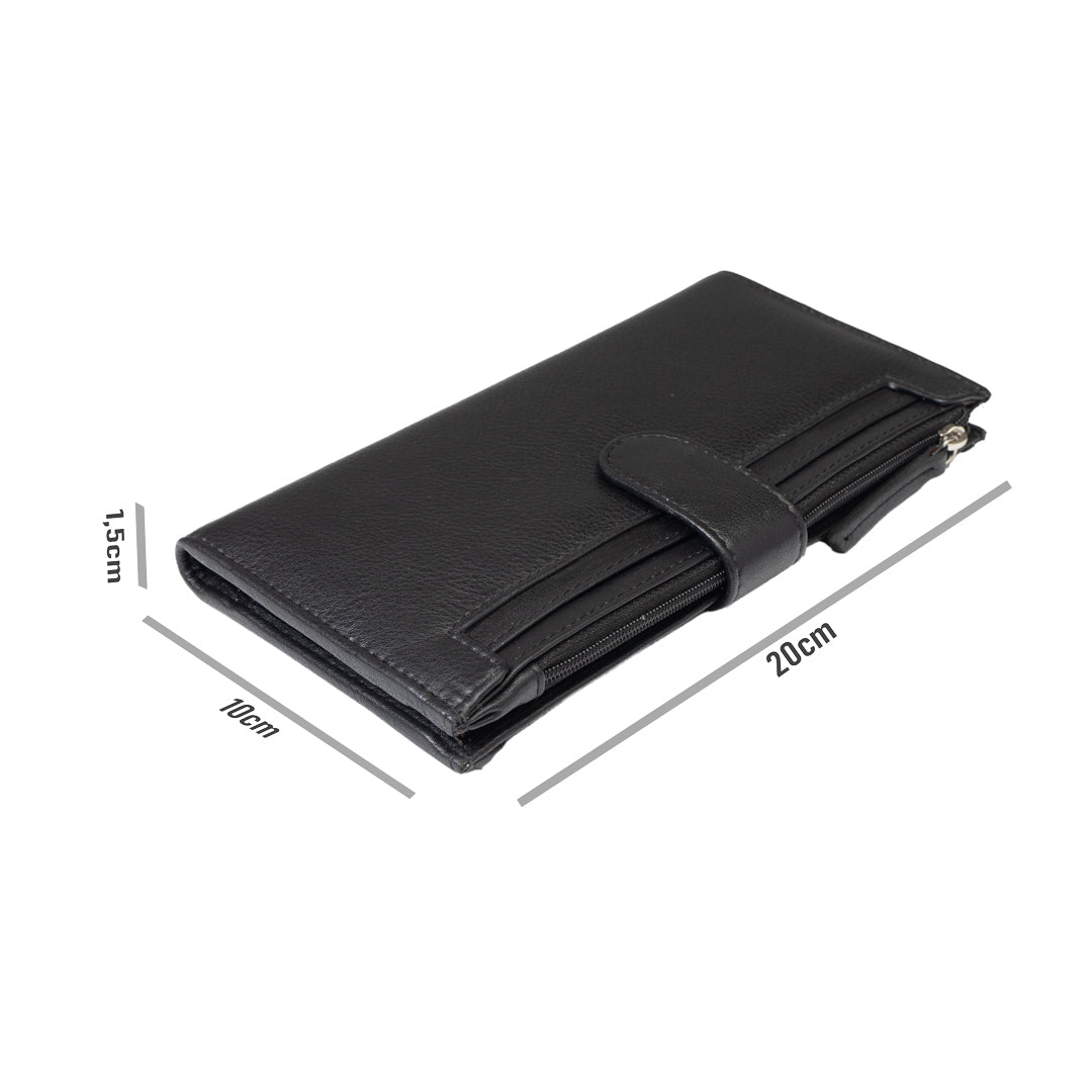 Дамски портфейл от естествена кожа черен Cory, RFID защита