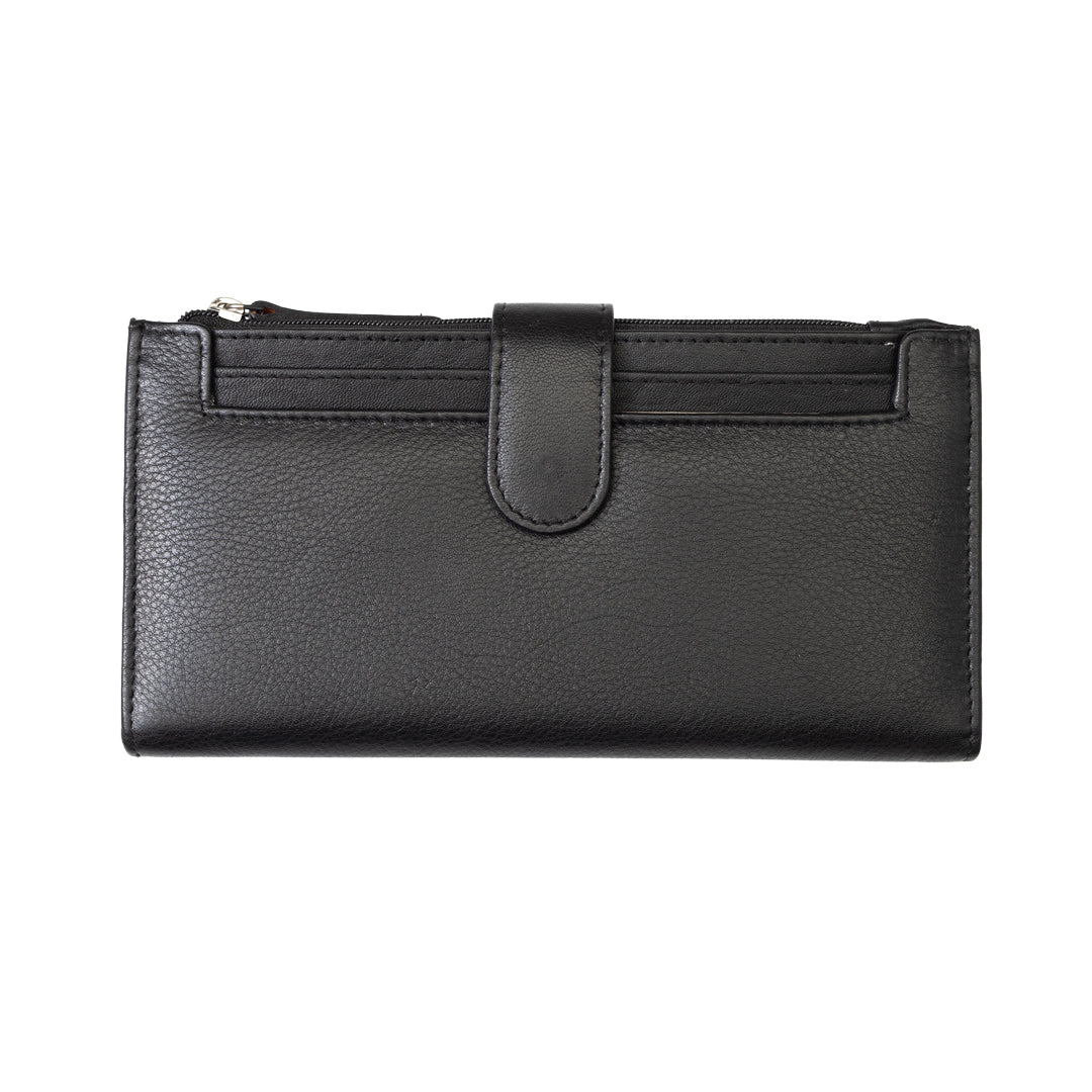 Billetera para mujer de piel natural negra Cory, protección Rfid