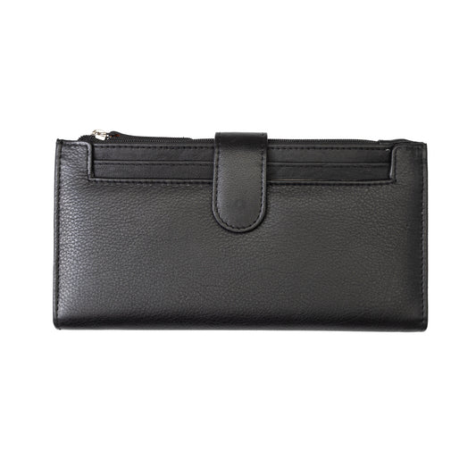 Billetera para mujer de piel natural negra Cory, protección Rfid