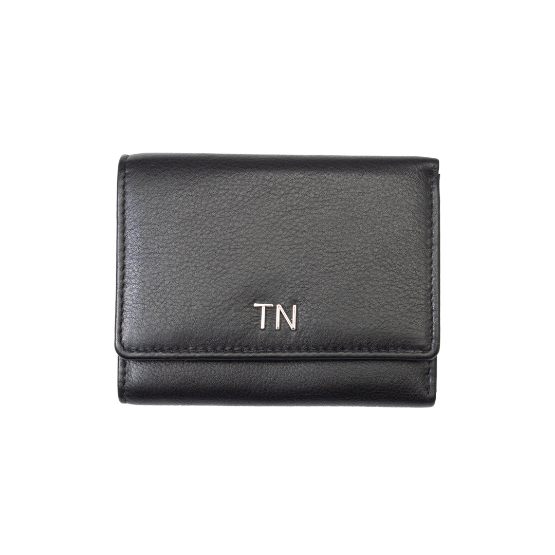 Cartera de mujer de piel natural negra Ellis, protección RFID