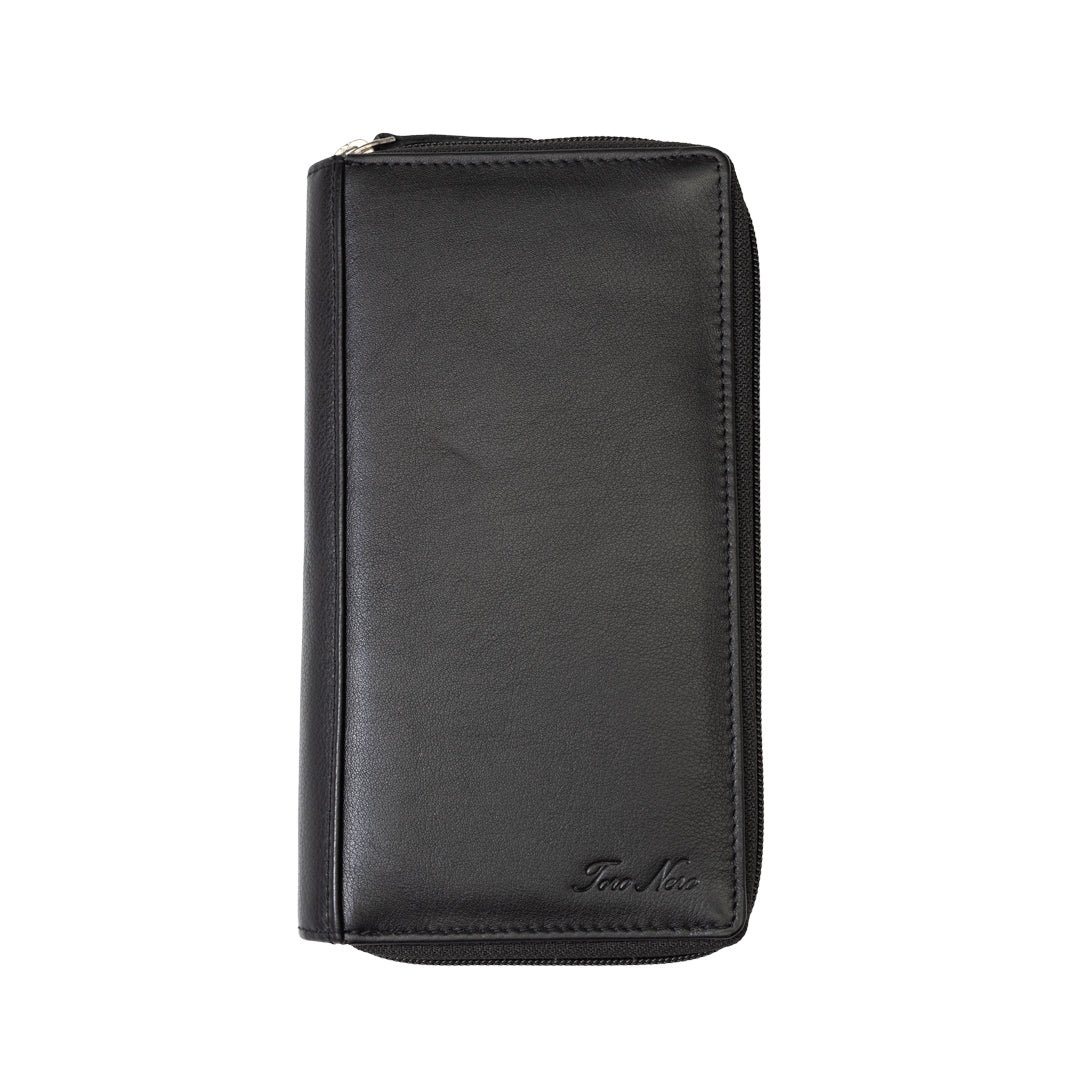 Billetera de mujer de cuero genuino negro Ina, protección Rfid