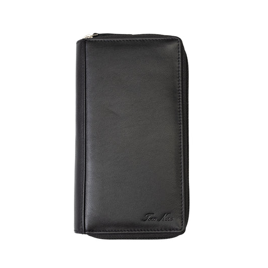 Billetera de mujer de cuero genuino negro Ina, protección Rfid