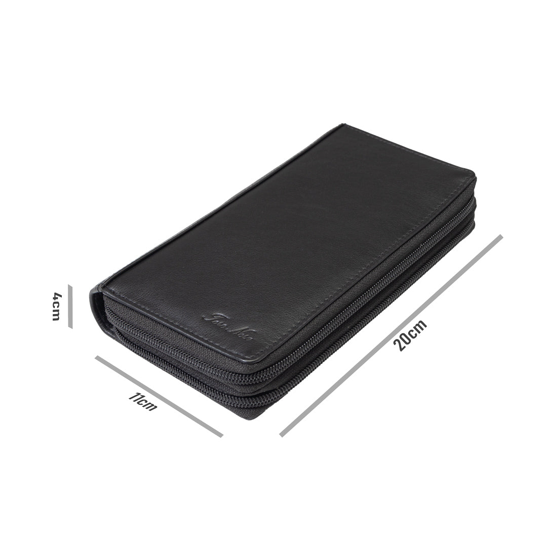 Billetera de mujer de cuero genuino negro Ina, protección Rfid