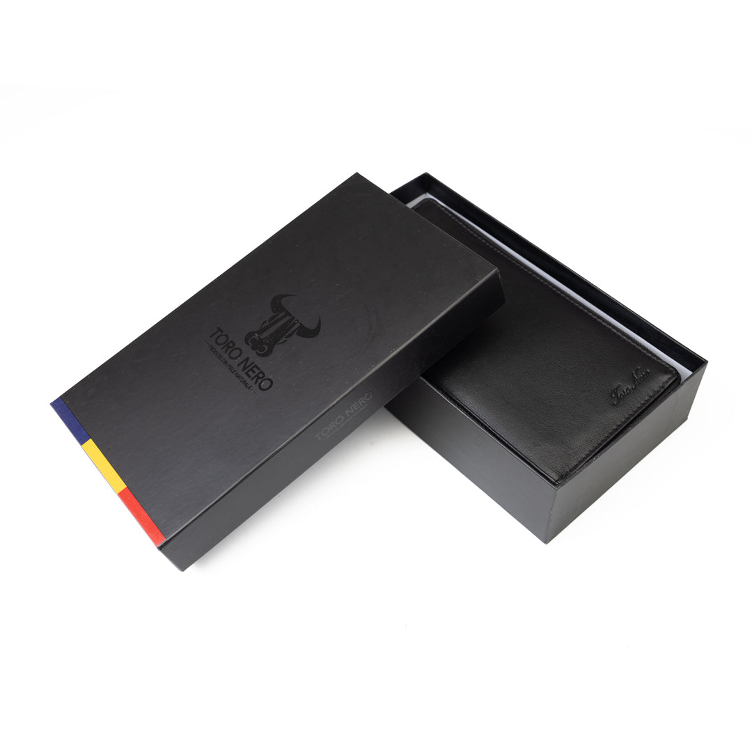 Ina fekete valódi bőr női pénztárca, RFID védelem