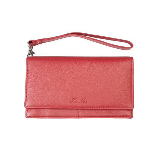 Cartera de mujer de piel natural roja Chiara, protección Rfid