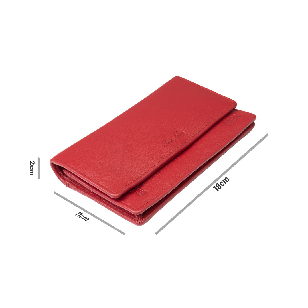 Billetera de mujer de cuero natural rojo Cloudy, protección Rfid