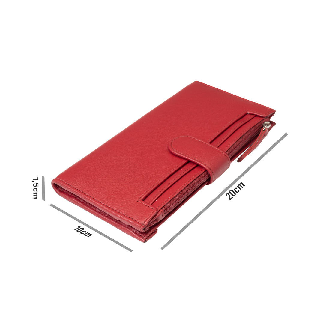 Billetera de mujer de cuero natural rojo Cory, protección RFID